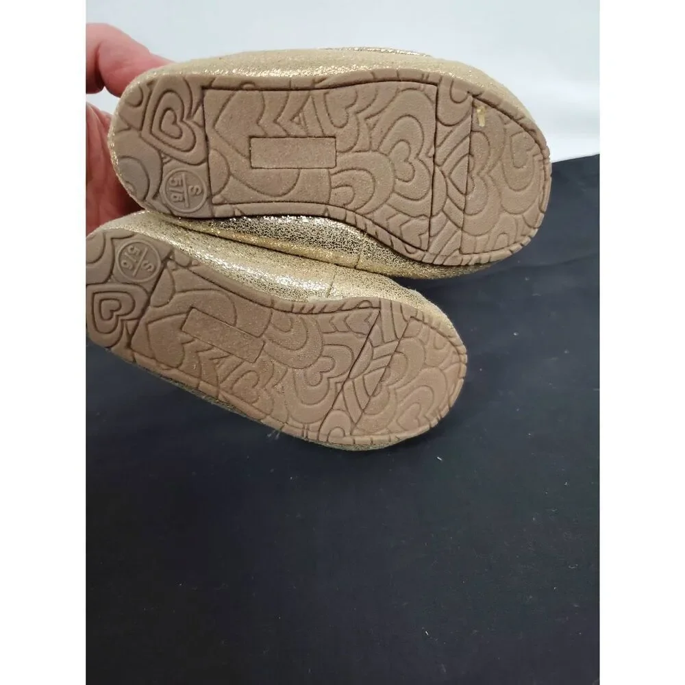 Toddler Girls s (5-6), Fuzzy Gold Glitter Slip-on Shoes
